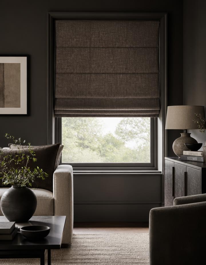 Made to measure Roman blinds in a refined living room